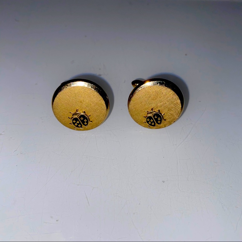 Vintage Swank round ladybug cuff‎ links